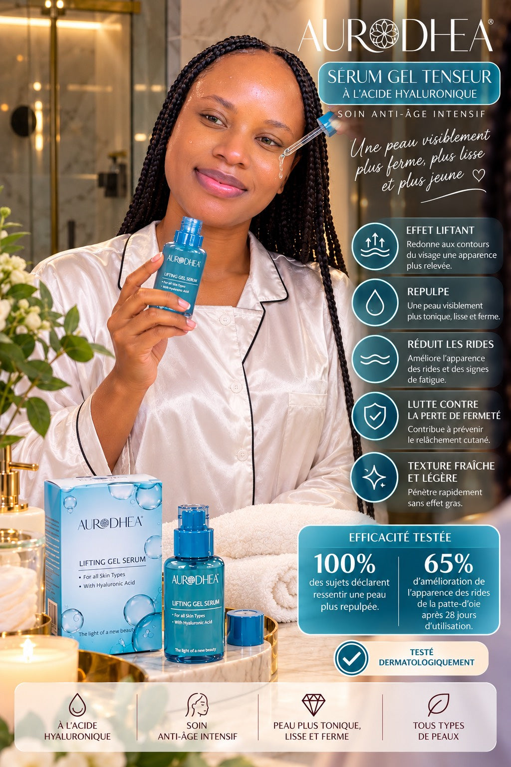 Sérum Gel Tenseur à l’Acide Hyaluronique 50 mL | Avec complexe exclusif LIFTOGEN™