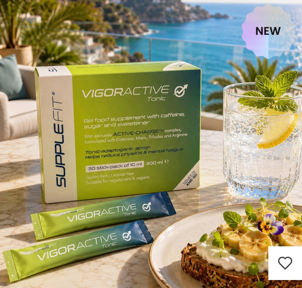 VIGORACTIVE | Complément alimentaire en gel avec caféine, sucres et édulcorant
30 sticks de 10 ml | Avec complexe exclusif ACTIVE-CHARGE™