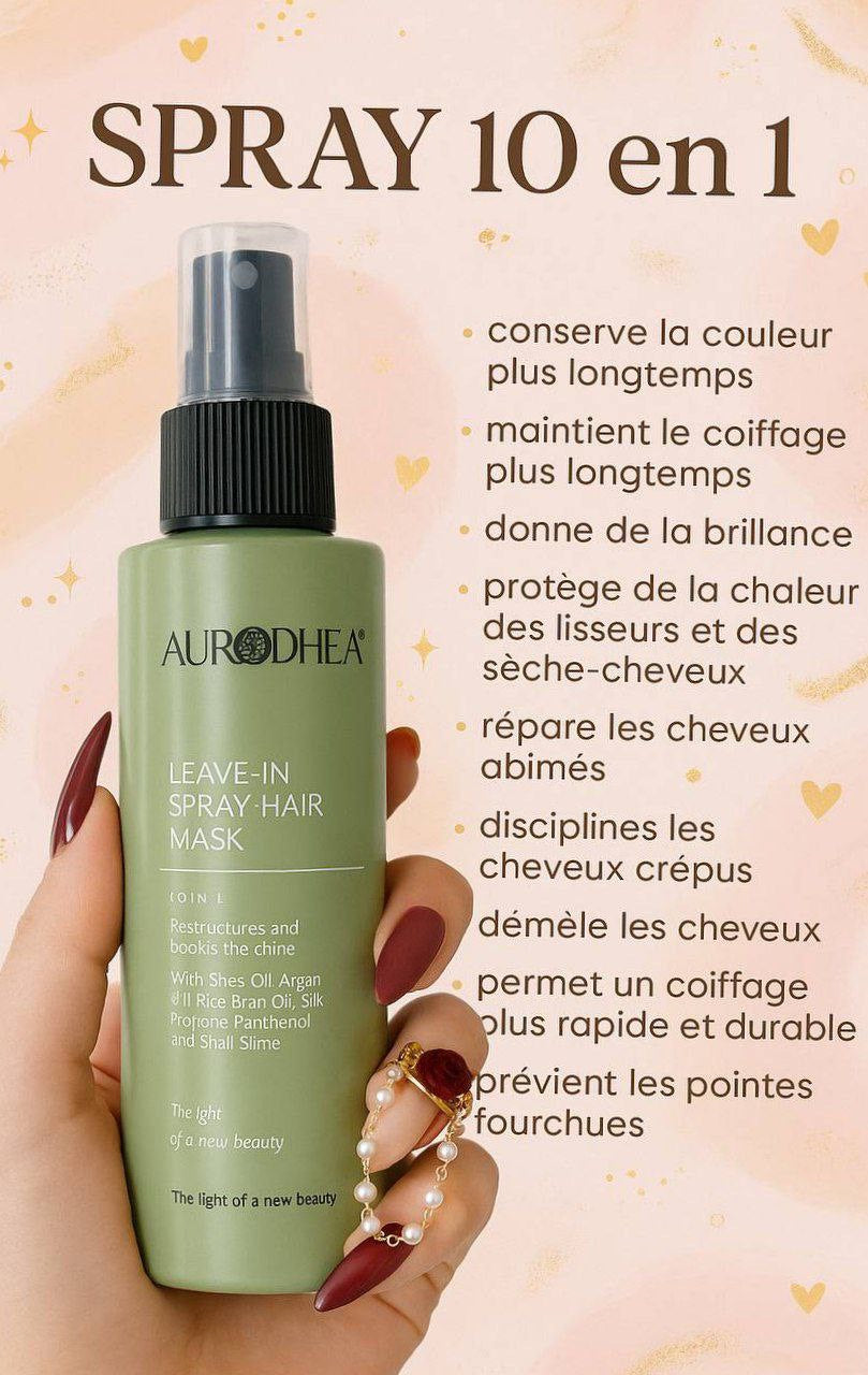 Masque capillaire en spray à la bave d’Escargot 150 ml | Enrichi en huiles de Karité, Argan, son de Riz, Protéines de la Soie et Panthén