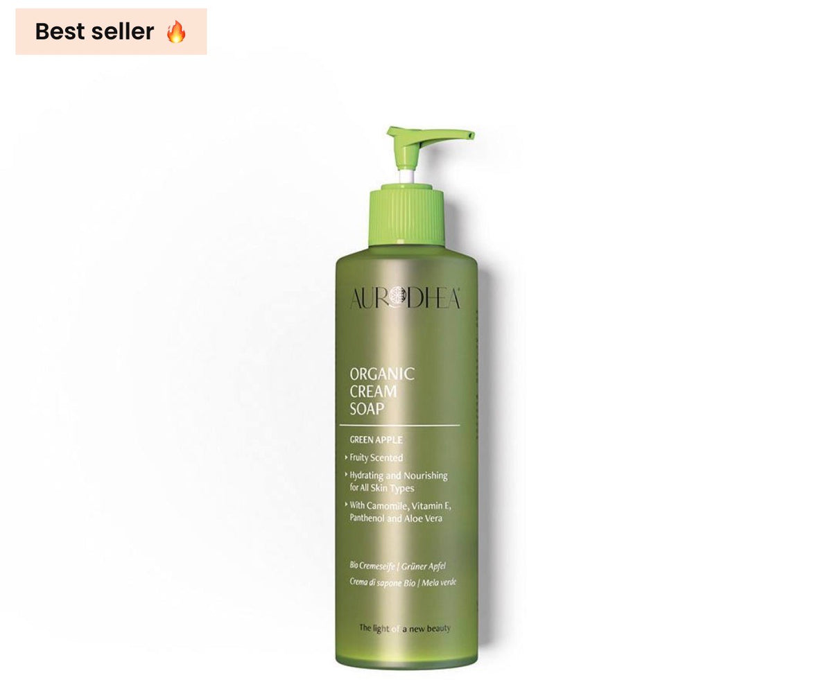 Crème de Savon à la Pomme Verte 260 ml | Enrichie en Camomille, Vitamine E, Panthénol et Aloe Vera
