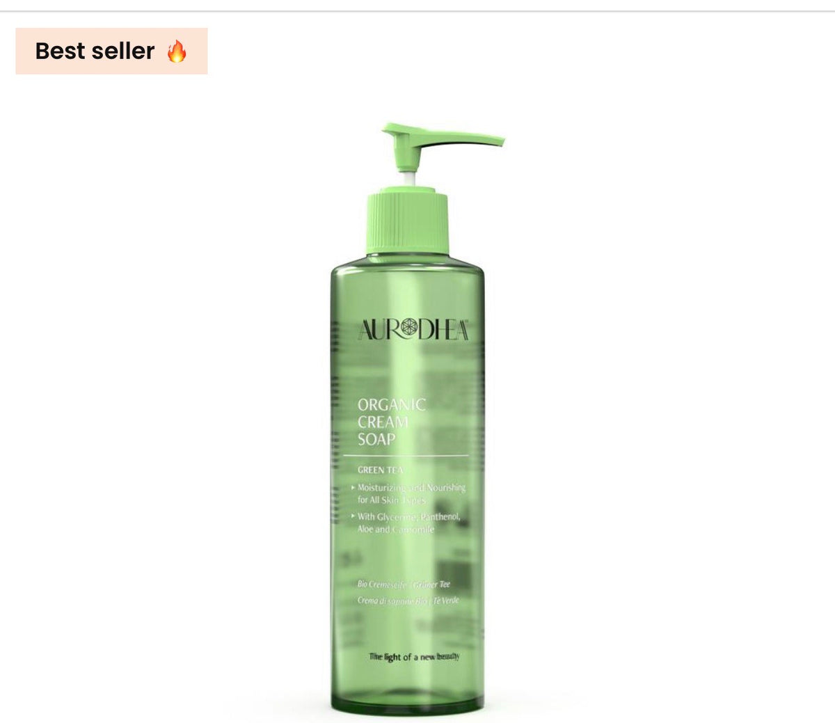 Crème de Savon au Thé Vert 260 mL | Enrichie en Camomille, Vitamine E, Panthénol et Aloe Vera