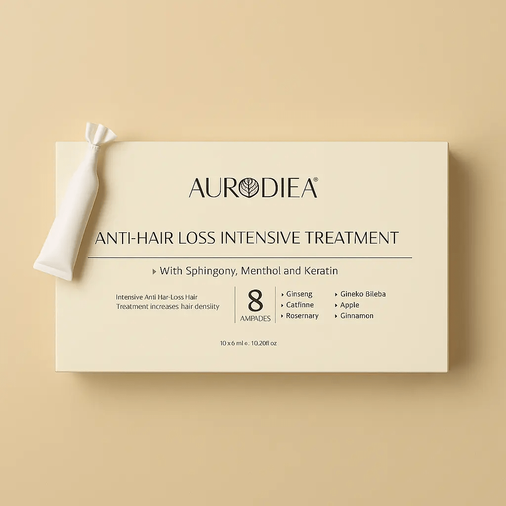 AMPOULES ANTI - CHUTE AURODHEA – TRAITEMENT INTENSIF AUX PLANTES POUR CHEVEUX FORTS & VIGOUREUX - ESSENSIA BEAUTY