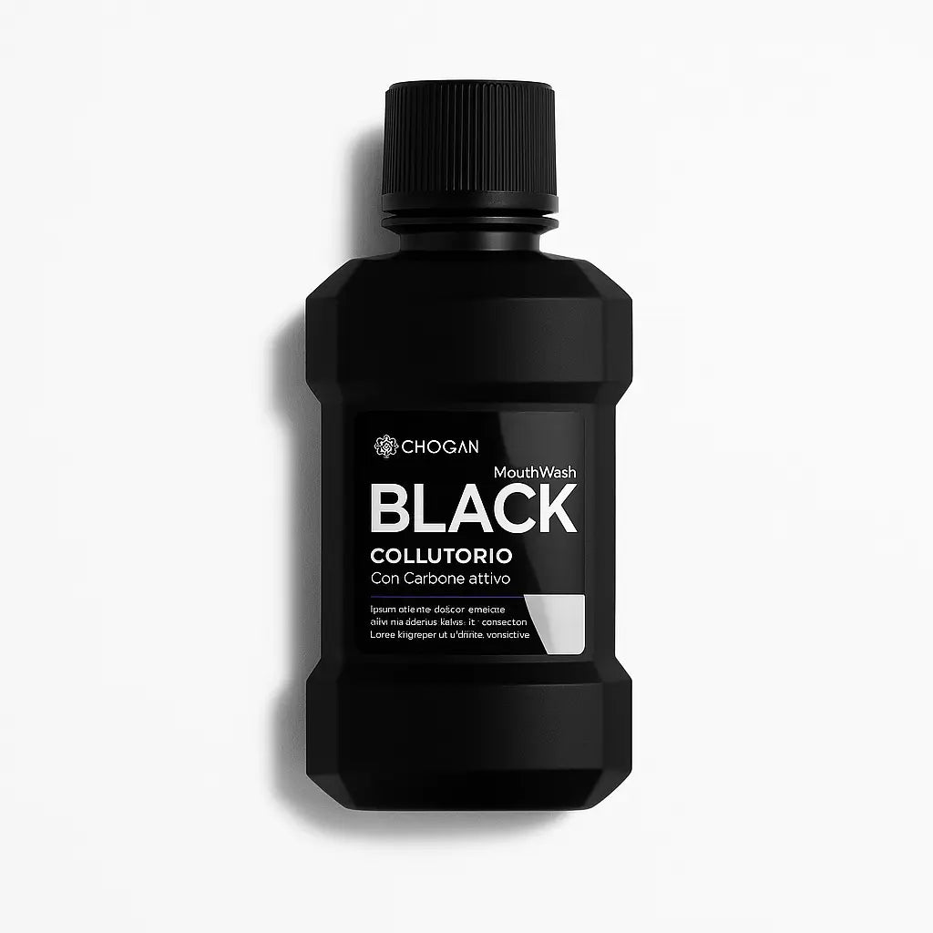 BAIN DE BOUCHE BLACK AU CHARBON ACTIF CONTRE TACHES SUPERFICIELLES DES DENTS - 250 ML - ESSENSIA BEAUTY