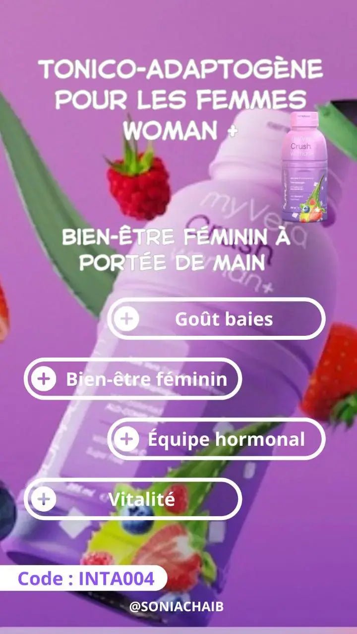 MYVERA CRUSH WOMAN+ – ÉQUILIBRE HORMONAL FÉMININ, VITALITÉ & DÉTOX NATURELLE - ESSENSIA BEAUTY