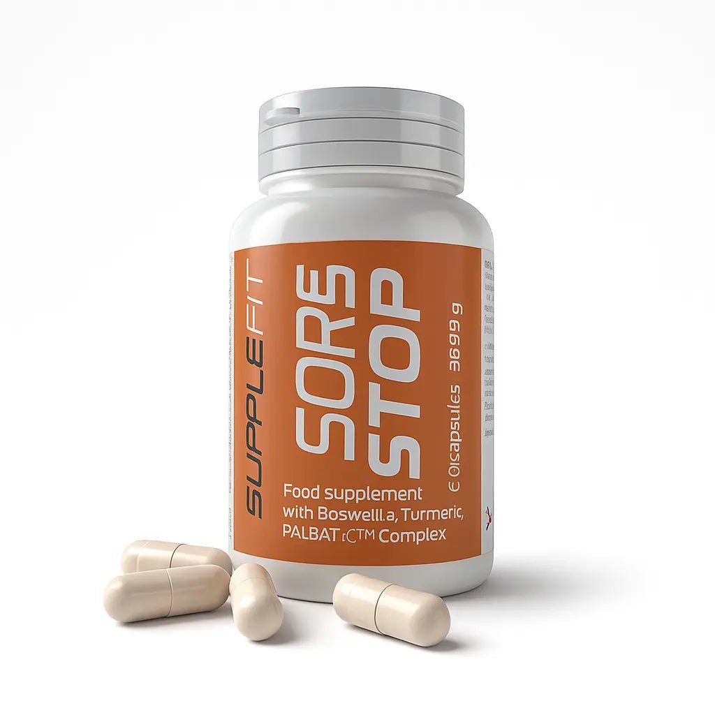 SORE STOP + – COMPLÉMENT ANTI - INFLAMMATOIRE, RÉDUCTION DE LA DOULEUR & MAINTIEN DE L'ÉNERGIE - ESSENSIA BEAUTY